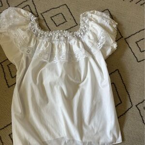 Tehuana Inspired White Lace Peasant Blouse/mini dress